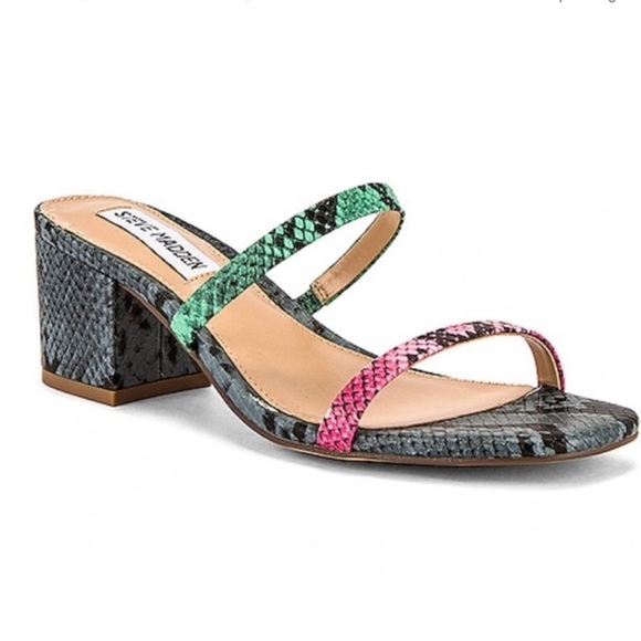Steve Madden Issy Strappy Slide Block Heel Sandals
Multicolor Snakeskin NEW - Picture 2 of 5